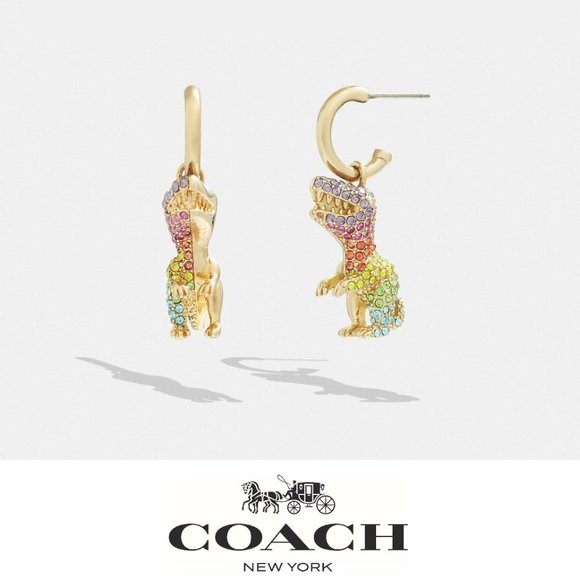 🥰 Coach Pavé Rexy Huggie Earrings - Picture 1 of 5